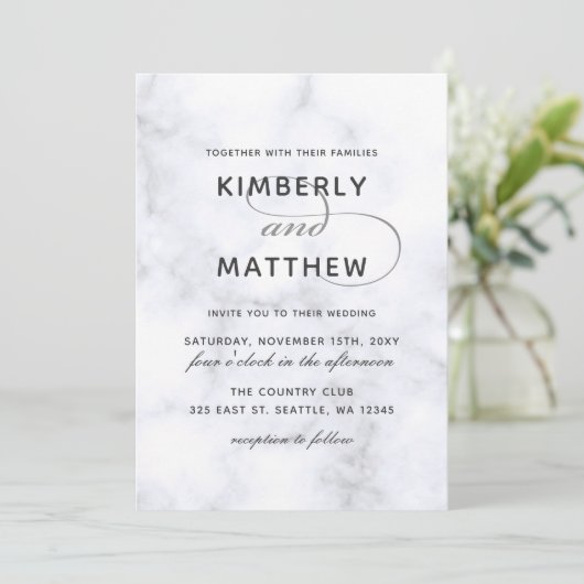 Marble Wedding Einladung (Stehend Vorderseite)