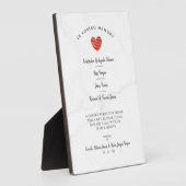 Marble Wedding Family Gedenktisch Rotes Herz Fotoplatte (Seite)