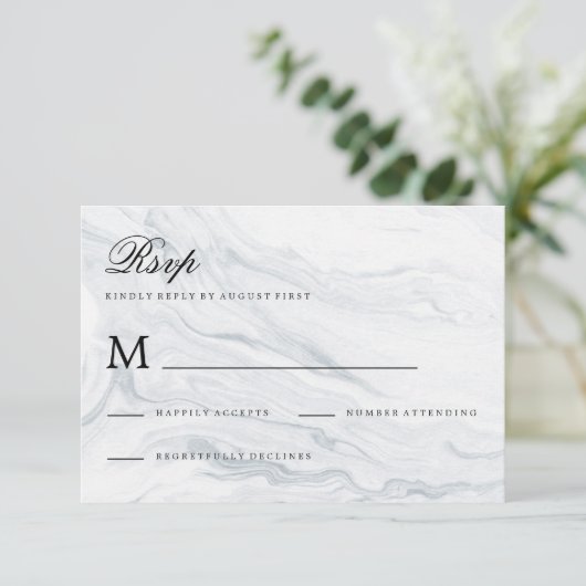 Marble Wedding RSVP Response Karte (Stehend Vorderseite)