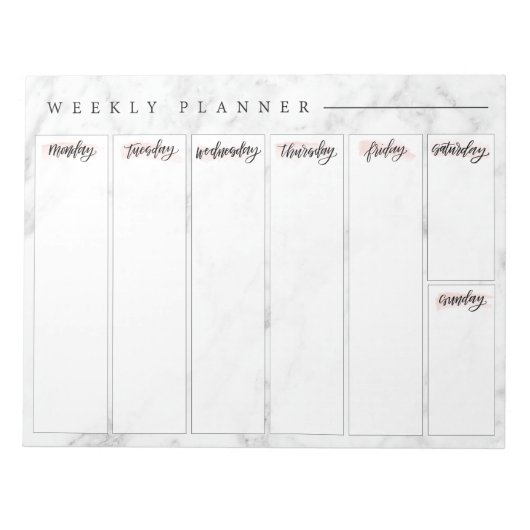 Marble Weekly Planner Notepad Notizblock (Vorderseite)