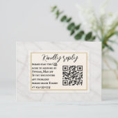 Marble Whisper QR Code Wedding RSVP Card Karte (Stehend Vorderseite)