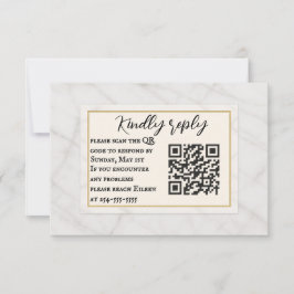 Marble Whisper QR Code Wedding RSVP Card Karte