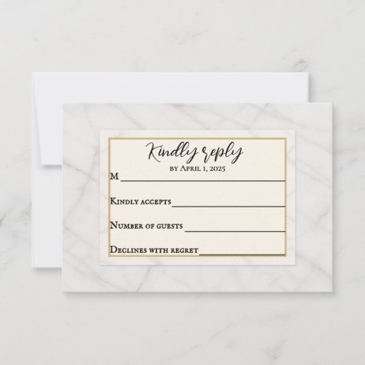 Marble Whisper Wedding RSVP Card Karte (Vorderseite)