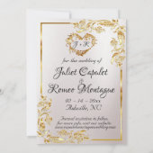 Marble & White, Gold Frame, Gold Heart Save The Date (Rückseite)