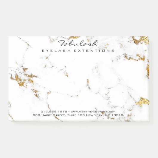Marble White Gold Name Adress Minimal Lux Post-it Klebezettel (Vorderseite)