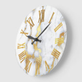 Marble White Gray Gold Metallic römische Zahlen Große Wanduhr (Winkel)