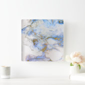 Marble White Gray Saphire Blue Graphit Carrara Quadratische Wanduhr (Zuhause)