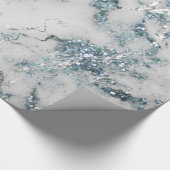 Marble White Gray Silver Gray Stroke Stone Glitzer Geschenkpapier (Ecke)