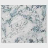 Marble White Gray Silver Gray Stroke Stone Glitzer Geschenkpapier (Flach)