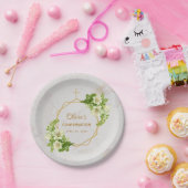 Marble White Lilies Gold Cross Bloral Pappteller (Party)