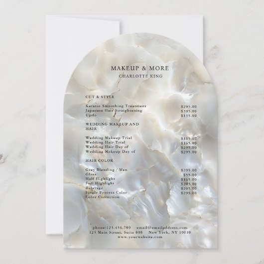 MARBLE WHITE-SILVER SALON PREISLISTE EINLADUNG (Vorderseite)