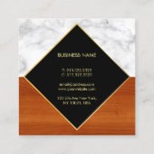 Marble Wood Gold Luxuriöse Moderne Elegant Schlich Quadratische Visitenkarte (Rückseite)