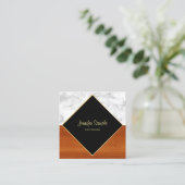 Marble Wood Gold Luxuriöse Moderne Elegant Schlich Quadratische Visitenkarte (Stehend Vorderseite)