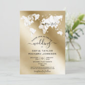 Marble World Map Einladung zur Hochzeitsdestinatio (Stehend Vorderseite)