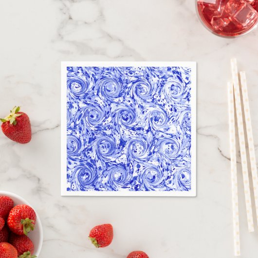 Marbled Abstract Design | Blue White Wirbel Serviette (Beispiel)