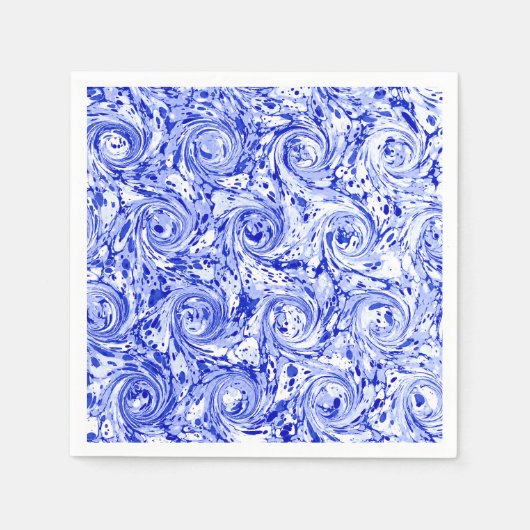 Marbled Abstract Design | Blue White Wirbel Serviette (Vorderseite)