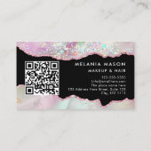 Marbled Agate Holographic Glitzer QR Code Beauty Visitenkarte (Rückseite)