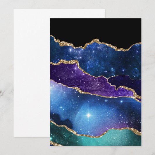 Marbled Agate Stone Galaxy Funkelnd Sterne Dankeskarte (Vorne/Hinten)