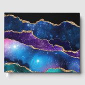 Marbled Agate Stone Galaxy Funkelnd Sterne Gästebuch (Vorderseite)