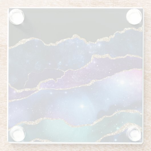 Marbled Agate Stone Galaxy Funkelnd Sterne Glasuntersetzer (Rückseite)