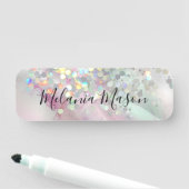 Marbled Alcohol Ink Holographic Glitzer Elegant Namensschild (Beispiel)