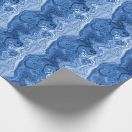 Marbled Azure Cobalt Blue White Agate Art Muster Geschenkpapier (Ecke)