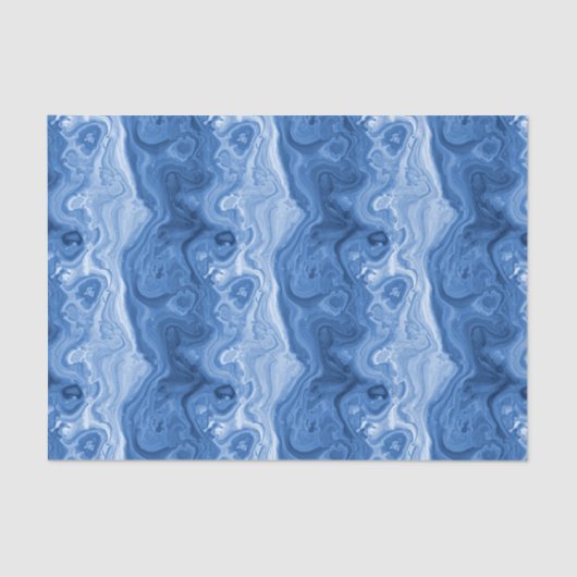 Marbled Azure Cobalt Blue White Agate Art Muster Seidenpapier (Vorderseite)