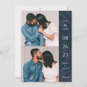 Marbled Band 2-Foto-Save the Date-Karte - Blau Einladung