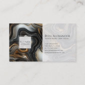 Marbled Black Agate Business Card Visitenkarte (Rückseite)