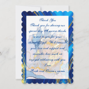 Marbled Blue and Gold Wedding Dankeschön Card Einladung