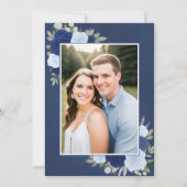 Marbled Blue Boho Rose Foto Underlay Wedding Einladung (Vorderseite)