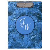 Marbled Blue Stilvoll mit entwinnten Initialen Klemmbrett (Vorderseite)