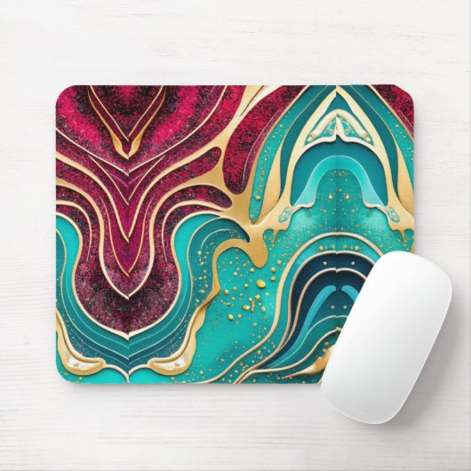 Marbled Elegance Luxuriöse Fluid Art Mousepad (Mit Mouse)