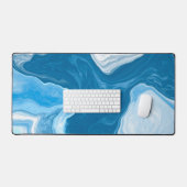 Marbled Fluid Art Blue und White Schreibtischunterlage (Tastatur & Maus)