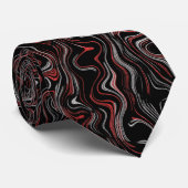 Marbled Foil Red Silver Black Business Classiy Krawatte (Gerollt)