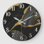 Marbled glass luxury elegant contemporary sleek große wanduhr (Vorderseite)