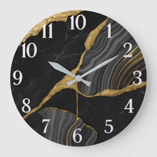 Marbled glass luxury elegant contemporary sleek große wanduhr (Vorderseite)