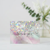 Marbled Holographic Glitzer Alcohol Ink Danke Postkarte (Stehend Vorderseite)