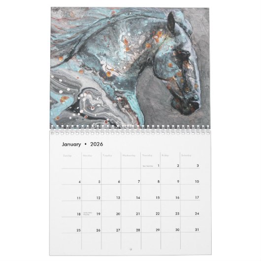 Marbled Horses Wall Calendar 2026 Kalender (Jan 2026)