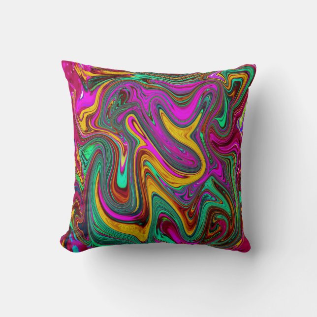 Marbled Hot Pink and Sea Foam Green Abstract Art Kissen (Vorderseite)