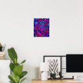 Marbled Magenta, Blue and Red Abstract Art Poster (Heimbüro)