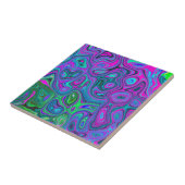 Marbled Magenta und Lime Green Groovy Abstrakte Ku Fliese (Seite)