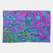 Marbled Magenta und Lime Green Groovy Abstrakte Ku Geschirrtuch (Horizontal)
