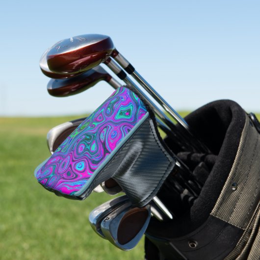 Marbled Magenta und Lime Green Groovy Abstrakte Ku Golf Headcover (In Situ)