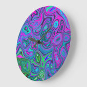 Marbled Magenta und Lime Green Groovy Abstrakte Ku Große Wanduhr (Winkel)