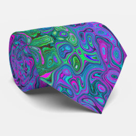 Marbled Magenta und Lime Green Groovy Abstrakte Ku Krawatte