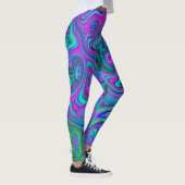 Marbled Magenta und Lime Green Groovy Abstrakte Ku Leggings (Rechts)