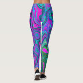 Marbled Magenta und Lime Green Groovy Abstrakte Ku Leggings (Rückseite)