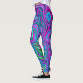 Marbled Magenta und Lime Green Groovy Abstrakte Ku Leggings (Links)
