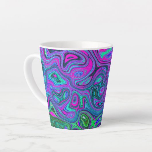 Marbled Magenta und Lime Green Groovy Abstrakte Ku Milchtasse (Linke Ecke)